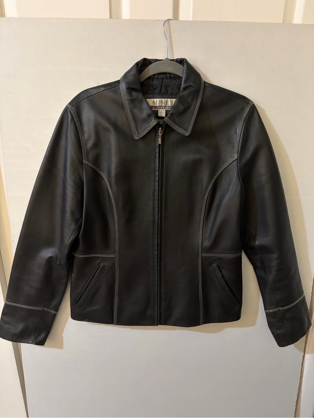Nine & Company Black Leather Collared Jacket